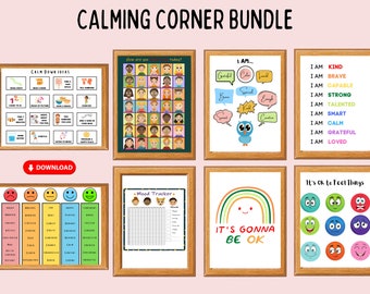 Calm Down Corner Posters, Calm Down Corner Kit, Calming Corner Wall Art, Self Regulation, Learn Feelings Affirmations, Feeling, Emotions