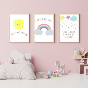 Positive Affirmation Nursery Wall Art Decor, Rainbow Nursery Decor, Inspirational Quote, Nursery Print, Playroom Set of 4 Prints (digital)