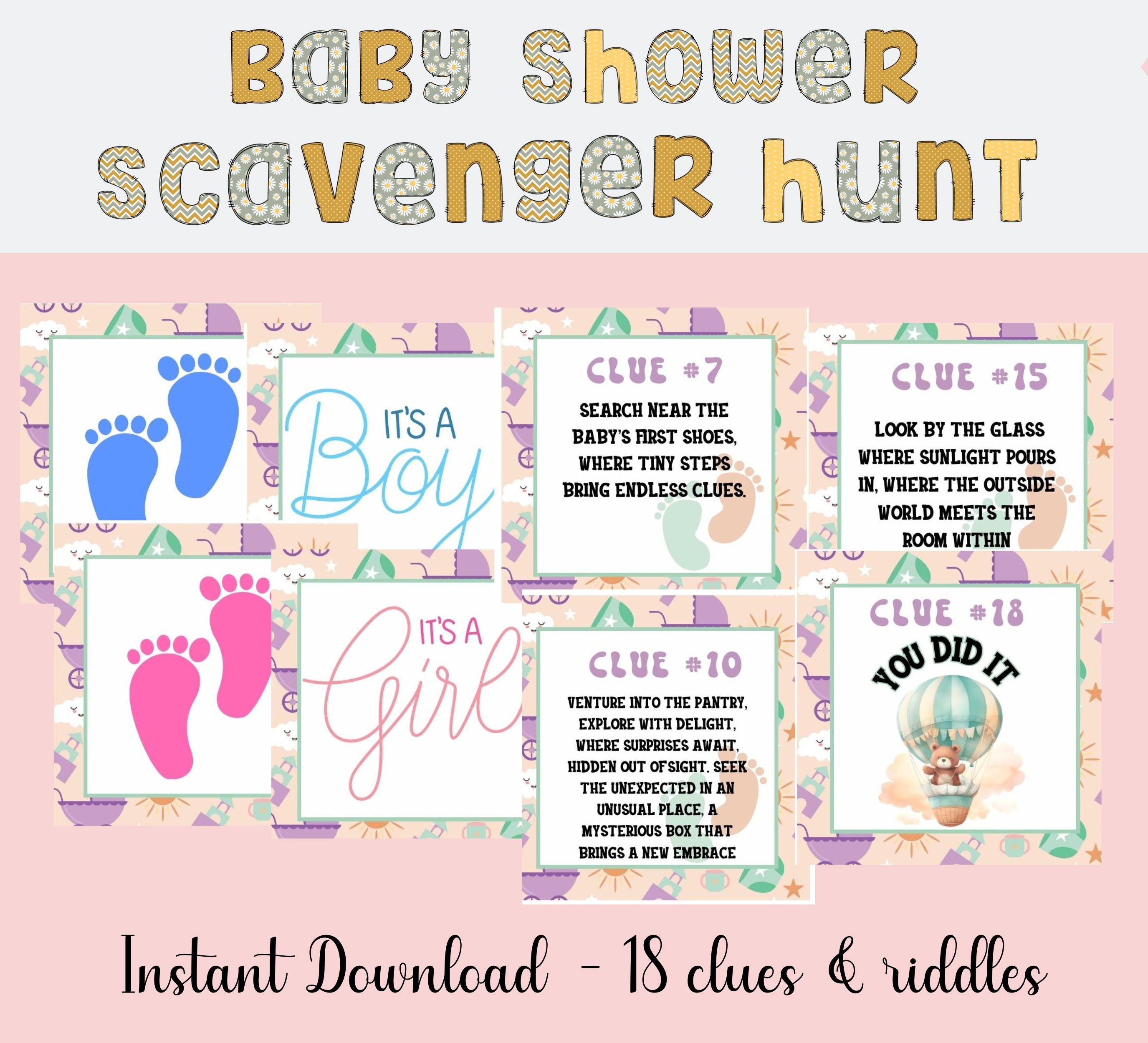 Gender Reveal Scavenger Hunt, Gender Reveal Game, Baby Shower Games ...