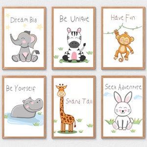 Modern Nursery Print Bundle, Safari Baby Animal Prints, Safari Nursery Decor, Nursery Safari Decor, Nursery Prints Animals, Playroom Decor