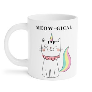Eenhoornmok, kattenmok, eenhoorn kattenmok, kattenliefhebber cadeau, kattencadeaus, kattengrappen, kattenmeme, kattenkoffiemok, kattendame mok, grappige kattenmok Meowgical