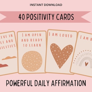 Cartes d'affirmation positives / 40 cartes imprimables d'affirmations / Cartes imprimables, Cartes de motivation, Cartes de positivité / Cartes d'autonomisation