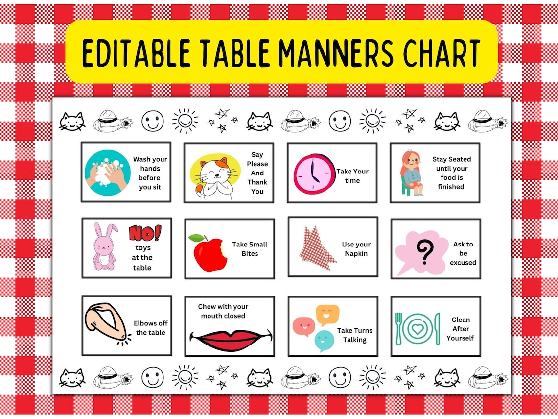 Editable Table Manners Table Manners Table Manners Etsy Canada