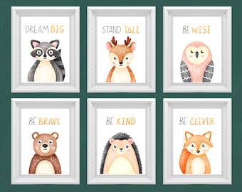 Woodland Nursery Decor, Woodland Nursery Wall Art, Digital Prints, Boho Nursery Decor, Watercolor Art, Boy Nursery Decor Woodland, Wall Art