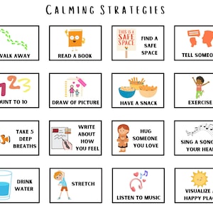Calming down strategies poster, Calm Down Chart, Coping Skills Poster, Calm Down Ideas, Self Regulation, School Counselor, Anxiety poster