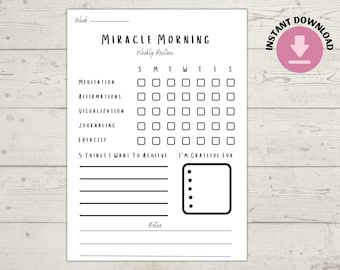 Miracle Morning Habit Tracker, Life Savers, Morning Routine Planner ...