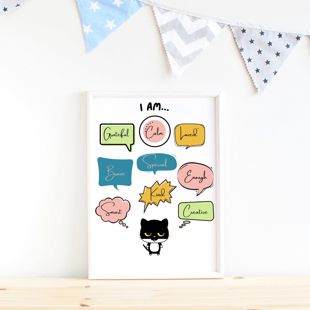 Kids Affirmation Wall Art, Cat Poster Kids Room Art, Kids Room Decor ...