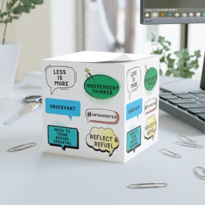 Introverted Sticky Notes, Note Cube, Paper Sticky Note, Office Gift, Gift for Introverts, Introvert Adhesive note cube, Stationery, Gifts