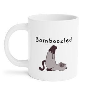 Cute cat mug, Cat Lover Mug, Cat lover Gift, Yoga Lover Mug, Cat Gifts, Cat Coffee Mug, Ceramic Coffee Cup ,  Funny Mug, Bamboozled Cat