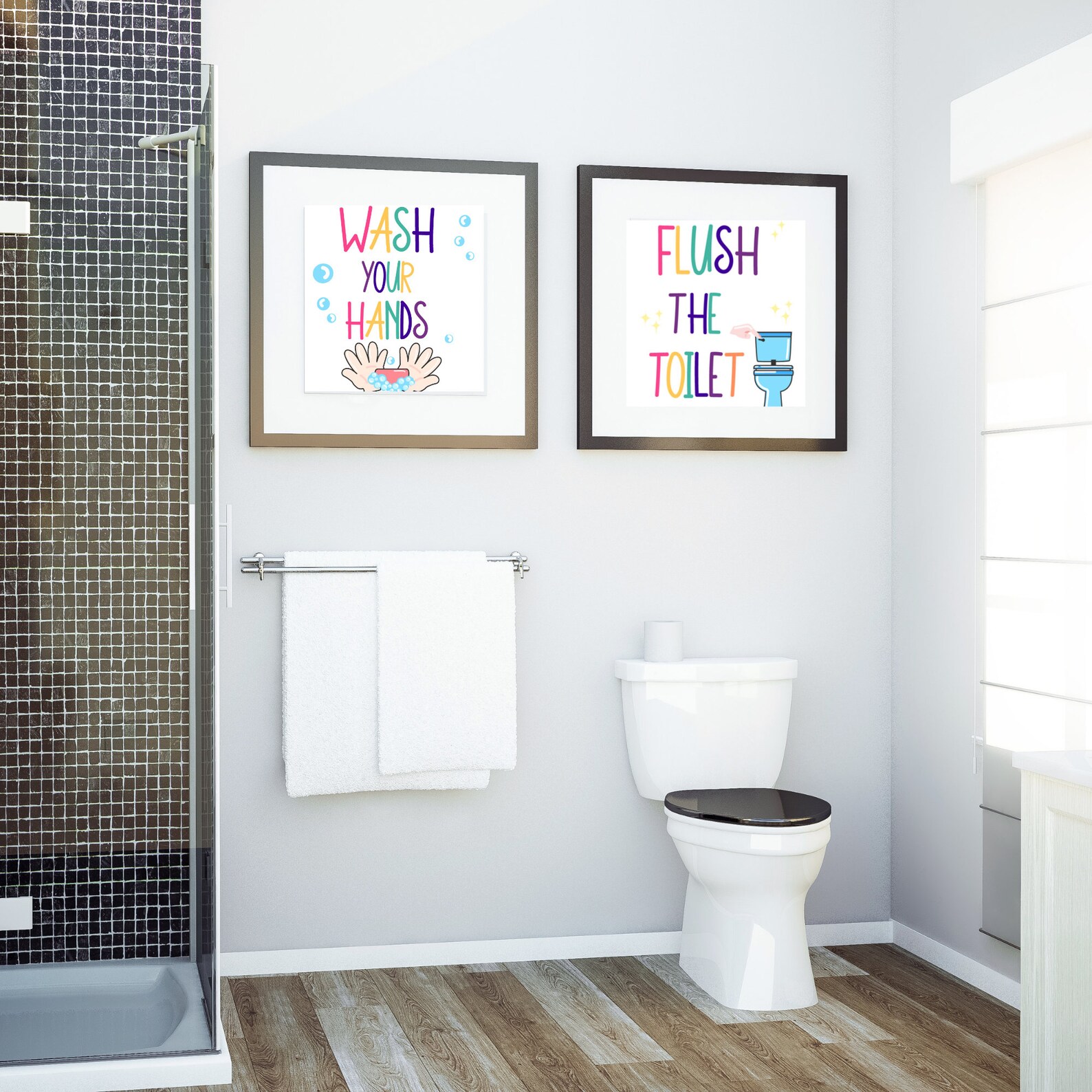 Bathroom Kids Wall Art Prints Set of 6 digital Wall Art Etsy