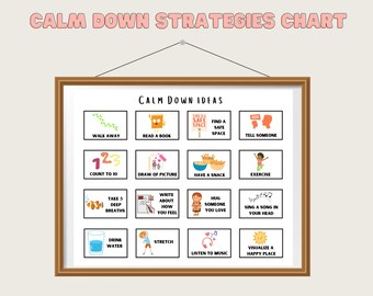Calming Corner Chart, Calm Down Chart, Coping Skills, Calm Down Ideas, Self Regulation, School Counselor, Anxiety poster, Counselor poster