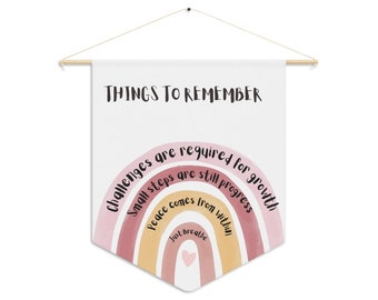Things To Remember Wall Art, Motivational Pennant,  Affirmations Banner, Inspirational Wall Decor, Felt Banner, Graduation Gift, Rainbow Art