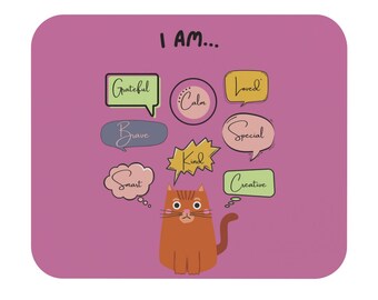 Katzen Affirmationen Mauspad, Büro Geschenk, Mauspad (Rechteck), Home Office, personalisierte Mauspad, Schreibtischpad, Süßes Mousepad, Katzenliebhaber Geschenk