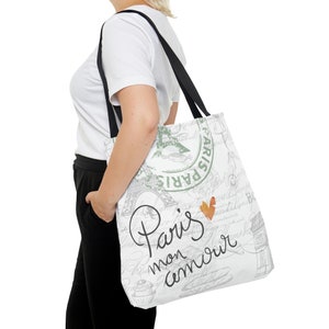 Paris Mon Amour Tragetasche, französische Tragetasche, französische, ästhetische Tasche, Tragetasche Ästhetik, Paris Tragetasche, Eiffelturm Tragetasche