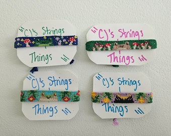 Frog Bracelets, Frog, Flowers and Toadstools, Toad and Mushrooms, Red-Eyed Tree Frog, Bumblebee Dart Handmade String Friendship Bracelet