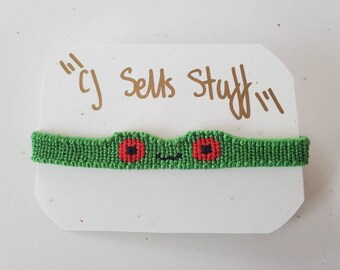 Frog Friendship Bracelet - Red-Eyed Tree Frog Friendship Bracelet - Happy Frog Bracelet - Alpha Pattern - 3D Shaped Bracelet