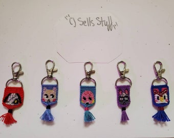 ACNH Villager Keychains - Zipper Charm - NH Characters - Knotted String - Alpha Friendship Bracelet - Handmade - Custom