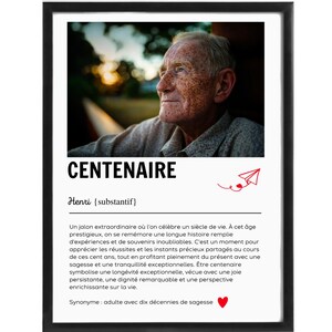 Afiche personalizable con la definición del «Centenario»: con foto o texto (nombre/inscripción) | Formato digital o físico (A4/A3)