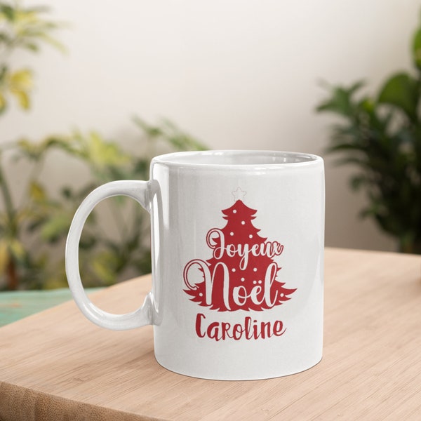 Mug Joyeux noel personnalisable avec votre prénom ou l'inscription de votre choix cadeau noel pour elle pour lui homme femme ado papa maman