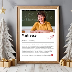 Affiche definition maitresse maitre  Format numérique ou physique A4 ou A3 personnalisée photo texte cadeau anniversaire mariage