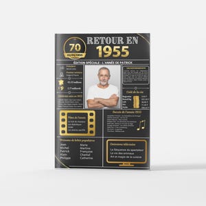 Personalisiertes Gästebuch zum 70. Jahrestag – Zurück ins Jahr 1955 – Souvenir-Poster zum Geburtsjahr – Hundertjähriger Geburtstag – 100 leere Seiten