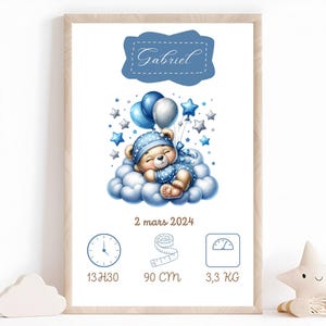 Wandposter für Kinderzimmer, Baby-Dekoration, Baby-Geburtsposter, personalisierte Familie, Vorname, Datum, Gewicht, Höhe, Uhrzeit