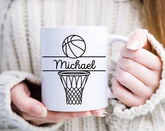 Personalisierbare Basketball-Sporttasse mit Ihrem Vornamen oder der Aufschrift Ihrer Wahl, Geschenk für Männer, Teenager, Hochzeiten, Geburtstage, Valentinstag