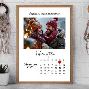 Affiche Calendrier Couple Amoureux Rencontres Personnalisable – Ajoutez Vos Dates & Photos – Décoration Romantique saint valentin mariage