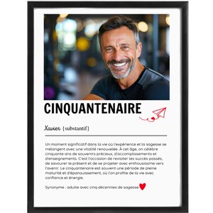 Affiche Définition "Cinquantenaire" Personnalisable – Avec Photo ou Texte (Prénom/Inscription) | Format Numérique ou Physique (A4/A3)