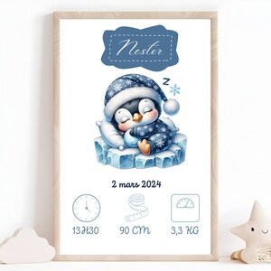 Póster de pared para habitación de niños, decoración de bebé, póster de nacimiento de bebé, nombre de familia personalizado, fecha, peso, altura y hora