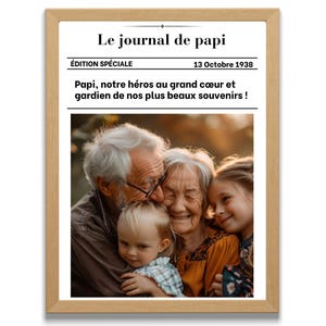 Poster con testo fotografico personalizzato Formato digitale stile giornale "Le Journal de papi" - Regalo unico ed emozionante per il nonno