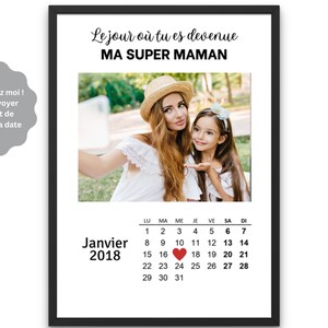 Affiche calendrier maman format numérique imprimé A4 ou A3 sans cadre personnalisée photo texte cadeau anniversaire mariage fete noel