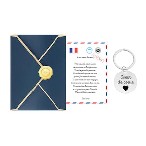 Carte Sœur de Cœur – Téléchargement, Carte Imprimée, ou Pack Cadeau Porte-Clé | Dès 2 eur | Meilleure Amie