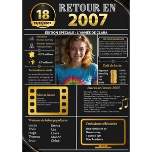 Affiche Rétrospective 2007 Format numerique uniquement – Cadeau Anniversaire originale 18 ans | Poster Vintage | Décoration Murale