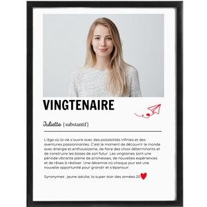 Afiche personalizable con la definición de los años veinte: con foto o texto (nombre/inscripción) | Formato digital o físico (A4/A3)