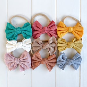 Set of 3 Ribbed Knot Bow Baby Headband