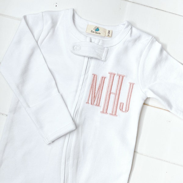 Monogrammed Organic Cotton Footie, Organic Cotton Baby Jumpsuit, Personalized Baby Sleeper, Baby Sleeper with Name