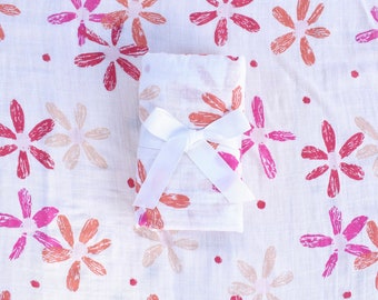 Floral Cotton Muslin Swaddle. Soft and Breathable. 100% Cotton. Baby Girl Gift. Babyshower Present.