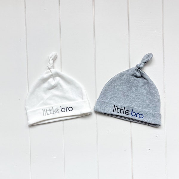 Little bro baby hat, newborn gray hat, newborn white hat, baby beanie