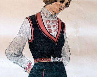 Antik modeaffisch, väggkonst, vintage skoluniform, mockup, två