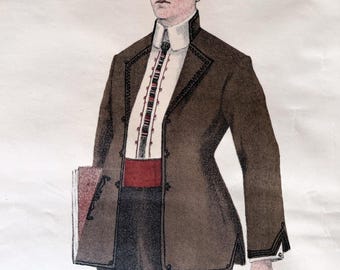 Antik modeaffisch, väggkonst, vintage skoluniform, mockup, tre