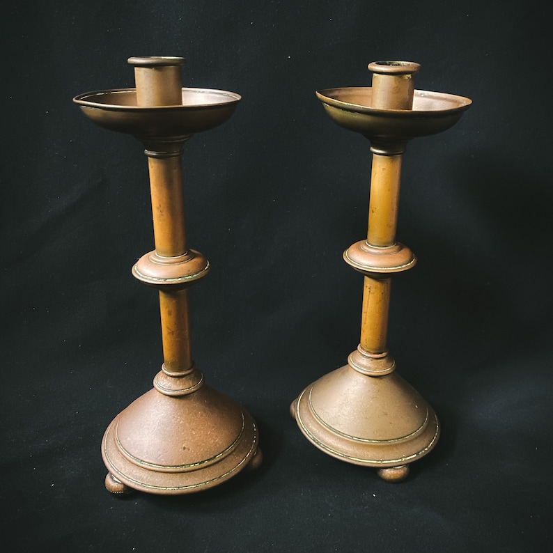 Pair of Gothic Church Candlesticks by A.R Mowbray /& Co
