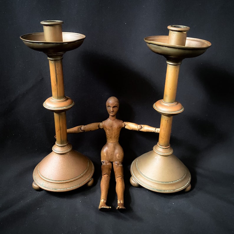 Pair of Gothic Church Candlesticks by A.R Mowbray /& Co