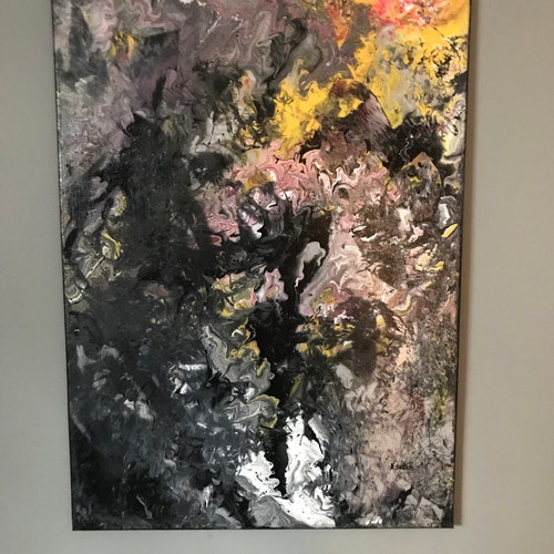 Acrylic shops paint on canvas and expression varnish.