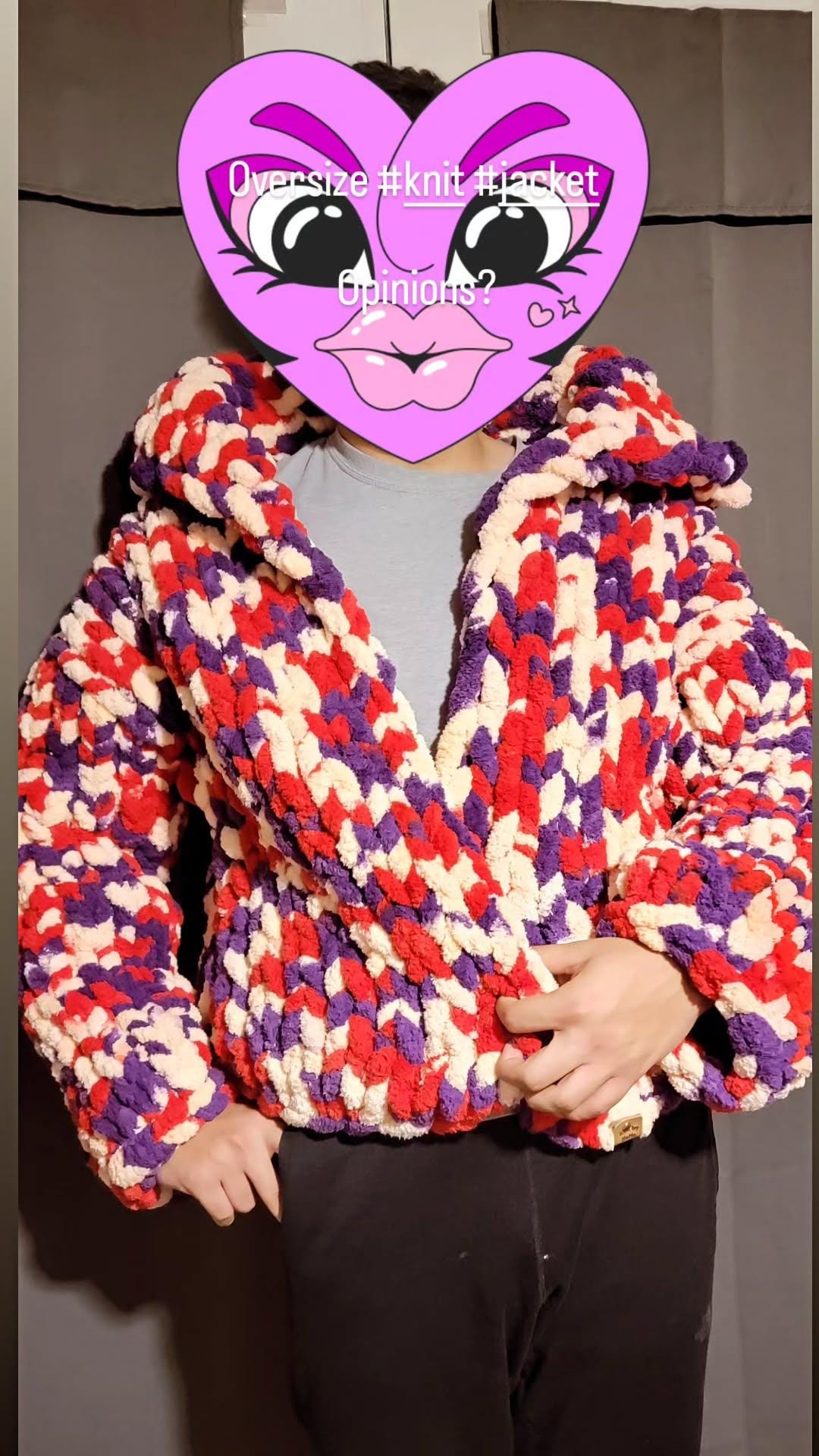 Oversize Chunky Knit Jacket / Oversize Blanket Jacket / Super Chunky