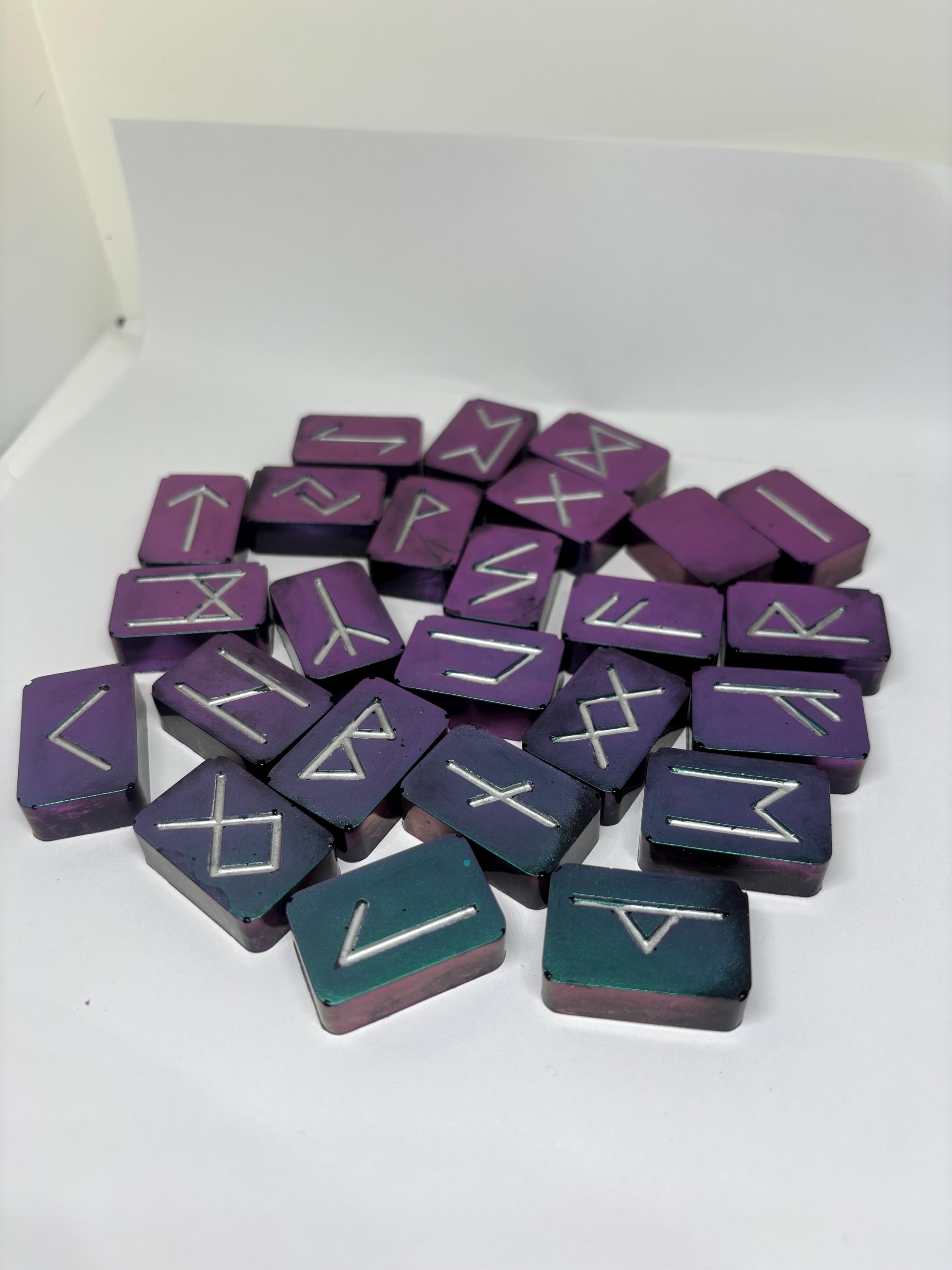 Iridescent Resin Rune Stone Set | Norse Runes Divination Set ...
