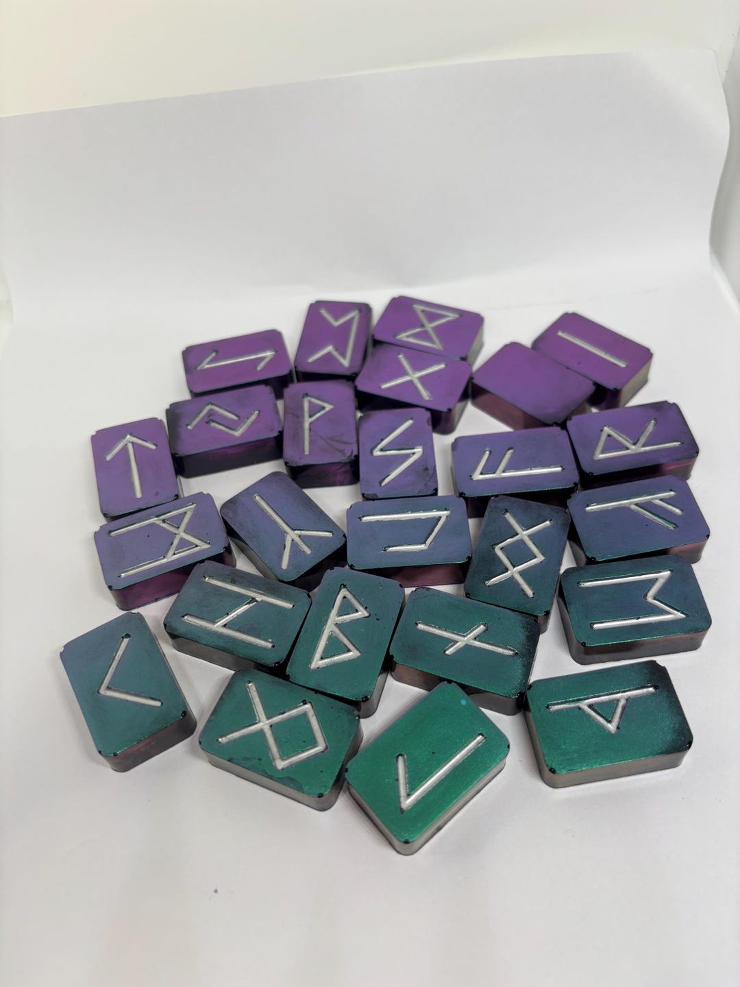 Iridescent Resin Rune Stone Set | Norse Runes Divination Set ...