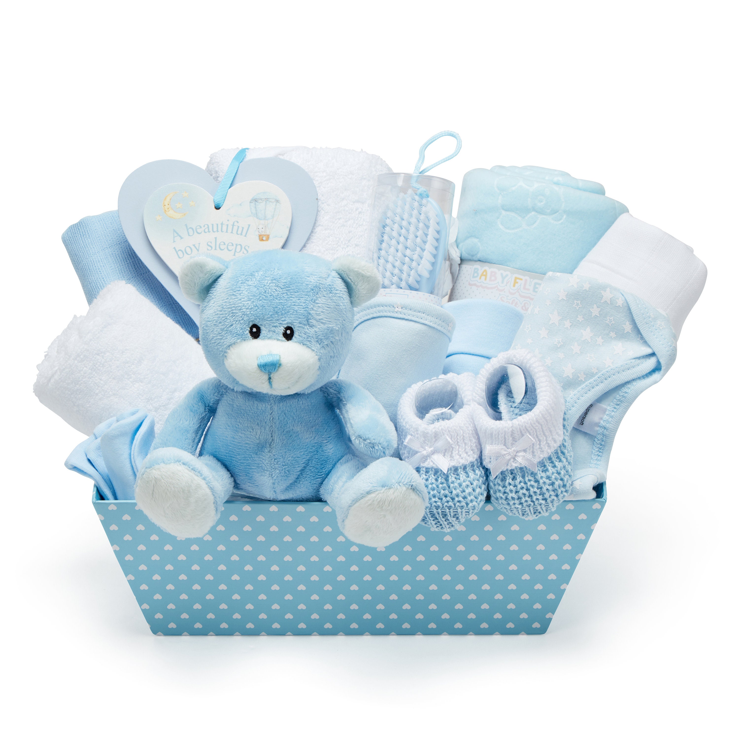 Cesta de regalo de bebé de lujo, azul para niños, ideal para regalo de  ducha para recién nacidos