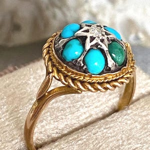 Antique Turquoise 15k Gold Dome Ring