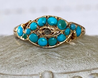 Antique Victorian turquoise and Old-cut Diamond Ring